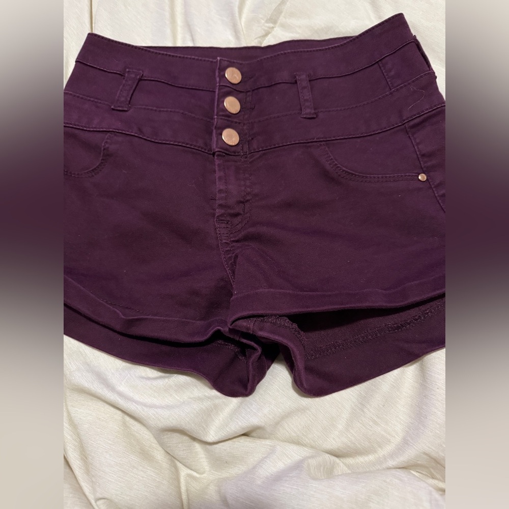 Y2K Refuge High-Waisted Plum Shorts